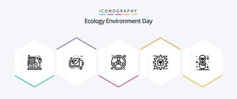 Ecology 25 Line icon pack including setting. gear. battery. energy. nature vector