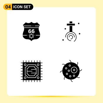 interfaz móvil conjunto de pictogramas sólidos de pictogramas de elementos de diseño vectorial editables de animales cruzados de seguridad de microchip americano vector