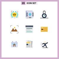 9 User Interface Flat Color Pack of modern Signs and Symbols of header photography scanner photo crop Editable Vector Design Elements