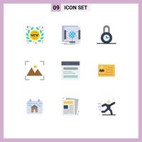 9 User Interface Flat Color Pack of modern Signs and Symbols of header photography scanner photo crop Editable Vector Design Elements