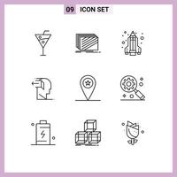 Outline Pack of 9 Universal Symbols of army out textures negative door Editable Vector Design Elements