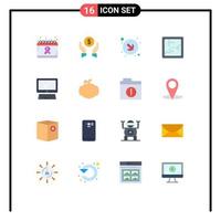 16 User Interface Flat Color Pack of modern Signs and Symbols of device computer protection mirror broken Editable Pack of Creative Vector Design Elements