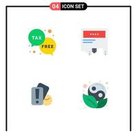 4 iconos planos universales establecidos para aplicaciones web y móviles, papel moneda, publicidad, elementos de diseño vectorial editables a mano vector