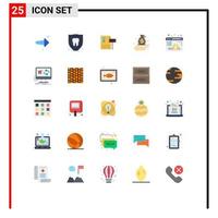 Universal Icon Symbols Group of 25 Modern Flat Colors of browser hand auction finance judge Editable Vector Design Elements