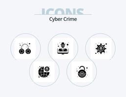 Cyber Crime Glyph Icon Pack 5 Icon Design. cyber crime. thief. security. man. arrest vector