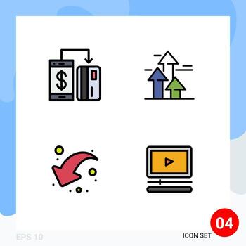Set of 4 Modern UI Icons Symbols Signs for cashless limits payment break share Editable Vector Design Elements