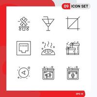 Group of 9 Outlines Signs and Symbols for birthday giving crop thanks port Editable Vector Design Elements