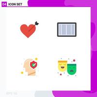 Group of 4 Flat Icons Signs and Symbols for arrow human barcode shopping mind Editable Vector Design Elements