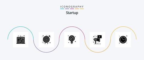 paquete de iconos de glifo de inicio 5 que incluye optimización. tocar. generación. megáfono. publicidad vector