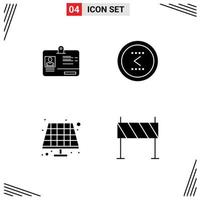 User Interface Pack of 4 Basic Solid Glyphs of pass battery id interface solar Editable Vector Design Elements