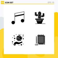 Solid Glyph Pack of 4 Universal Symbols of album holidays song plant notepad Editable Vector Design Elements