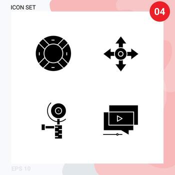 paquete de líneas vectoriales editables de glifos sólidos simples de ayuda amoladora ubicación de interfaz de usuario reproducir elementos de diseño vectorial editables vector