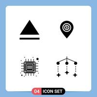 conjunto de 4 iconos modernos de la interfaz de usuario signos de símbolos para expulsar elementos de diseño vectorial editables para bebé con chip pin inteligente vector