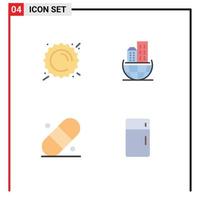 Modern Set of 4 Flat Icons Pictograph of summer patch weather business appliances Editable Vector Design Elements