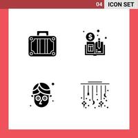 4 Thematic Vector Solid Glyphs and Editable Symbols of beach mask travel distributed ledger book moon Editable Vector Design Elements