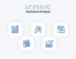 análisis estadístico icono azul paquete 5 diseño de iconos. . estadísticas descriptivas. análisis. Finanzas. análisis de los datos vector