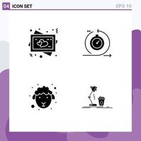 4 Creative Icons Modern Signs and Symbols of frame face wedding development lamb Editable Vector Design Elements
