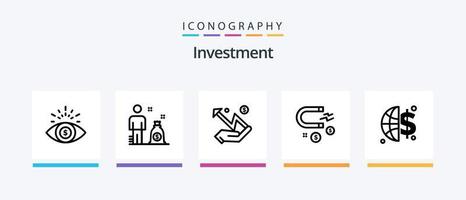 paquete de iconos de línea de inversión 5 que incluye presupuesto. Finanzas. negocio. crédito. negocio. diseño de iconos creativos vector