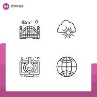 4 Creative Icons Modern Signs and Symbols of garden education street gate spring monitor Editable Vector Design Elements