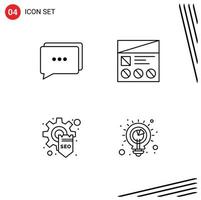 Set of 4 Modern UI Icons Symbols Signs for chat optimization fi ui gear Editable Vector Design Elements