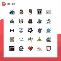 Universal Icon Symbols Group of 25 Modern Filled line Flat Colors of file help bag chat alert bubble Editable Vector Design Elements