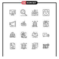 Pack of 16 Modern Outlines Signs and Symbols for Web Print Media such as bribe laud business speaker electric Editable Vector Design Elements