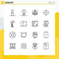 Modern Set of 16 Outlines and symbols such as boiled eggs smart pencil wifi lights Editable Vector Design Elements