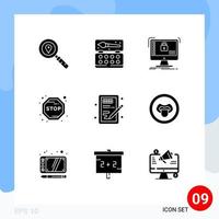 9 Creative Icons Modern Signs and Symbols of design stop secure journey data Editable Vector Design Elements