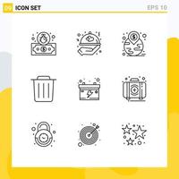 9 Thematic Vector Outlines and Editable Symbols of aid battery investment accumulator recycle Editable Vector Design Elements