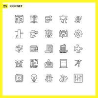 Set of 25 Modern UI Icons Symbols Signs for food bbq key barbecue phone Editable Vector Design Elements