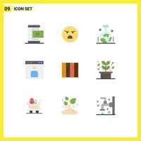 Group of 9 Flat Colors Signs and Symbols for people interface feeling browser study of earth surface Editable Vector Design Elements
