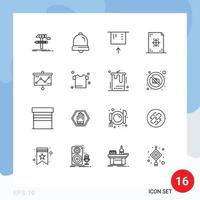 Mobile Interface Outline Set of 16 Pictograms of chart paper christmas bell development coding Editable Vector Design Elements