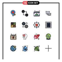 16 Universal Flat Color Filled Line Signs Symbols of calculate technology date macbook business Editable Creative Vector Design Elements