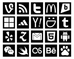 20 Social Media Icon Pack Including html email yahoo gmail yelp vector