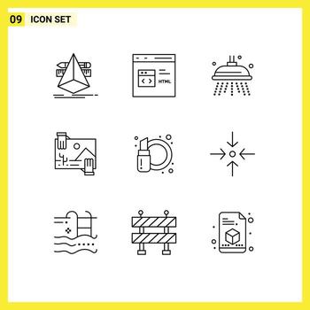 Set of 9 Modern UI Icons Symbols Signs for beauty image html dividend contibution Editable Vector Design Elements