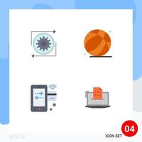 Universal Icon Symbols Group of 4 Modern Flat Icons of business card operation dad internet Editable Vector Design Elements