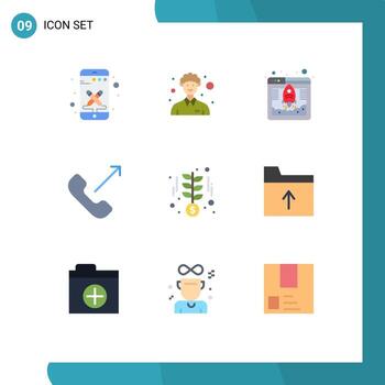 conjunto de colores planos de interfaz móvil de 9 pictogramas de elementos de diseño vectorial editables de llamada móvil de acceso telefónico de inversión vector