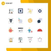 16 Thematic Vector Flat Colors and Editable Symbols of switch plug spring equipment electric Editable Pack of Creative Vector Design Elements