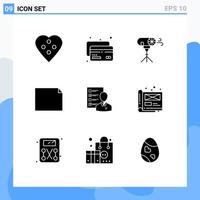 Modern Set of 9 Solid Glyphs and symbols such as business profile effects landscape document Editable Vector Design Elements