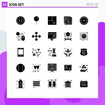 Group of 25 Modern Solid Glyphs Set for business e view day and Editable Vector Design Elements