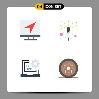 4 Thematic Vector Flat Icons and Editable Symbols of communication coding message fireworks development Editable Vector Design Elements