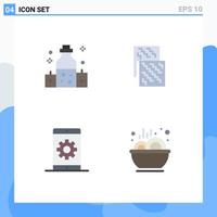 4 User Interface Flat Icon Pack of modern Signs and Symbols of healthcare engine wellness fabric optimization Editable Vector Design Elements