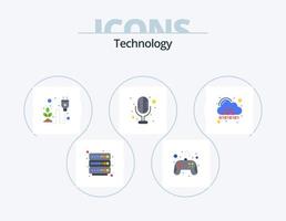 Technology Flat Icon Pack 5 Icon Design. code. binary. electricity. sound recorder. electronics vector