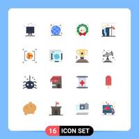 Modern Set of 16 Flat Colors Pictograph of position win christmas team season Editable Pack of Creative Vector Design Elements