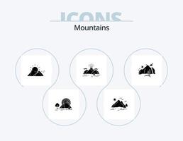 Mountains Glyph Icon Pack 5 Icon Design. hill. sun. landscape. mountain. landscape vector