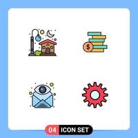 Set of 4 Modern UI Icons Symbols Signs for home email moon ghold find Editable Vector Design Elements