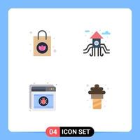 Group of 4 Modern Flat Icons Set for handbag web city antivirus yogurt Editable Vector Design Elements