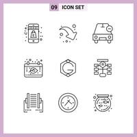 Set of 9 Vector Outlines on Grid for coin thanksgiving delete date autumn Editable Vector Design Elements