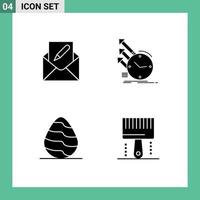 Stock Vector Icon Pack of 4 Line Signs and Symbols for compose research envelope inspection egg Editable Vector Design Elements