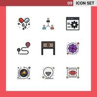 paquete de interfaz de usuario de 9 colores planos básicos de línea completa de desarrollo de jerarquía de programación de mapas codificación elementos de diseño vectorial editables vector